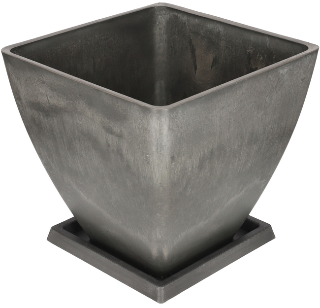 Záhradný kvetináč ochranný kompozitný kvetináč s podstavcom 28 cm sivý