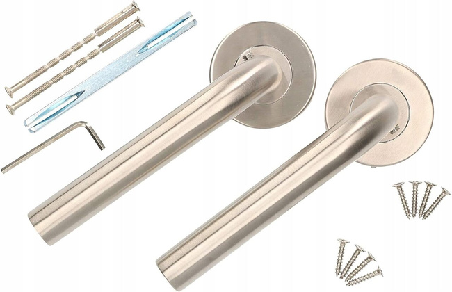 Sada univerzálnych dverových kľučiek s rozetou s vložkou 130 mm farba inox
