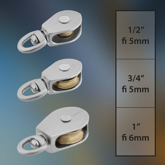 Jednoduchá poniklovaná káblová kladka 1" fi 6 mm sada 2 ks.