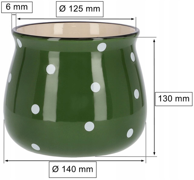 Hráškovo zelený keramický kvetináč - 125 mm